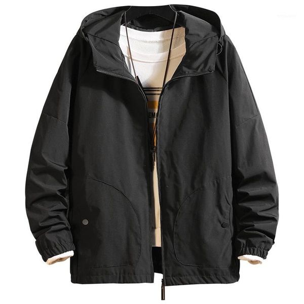 

fashion jacket men solid zipper coats men hooded casual street loose jackets mens male clothing plus size 5xl1, Black;brown