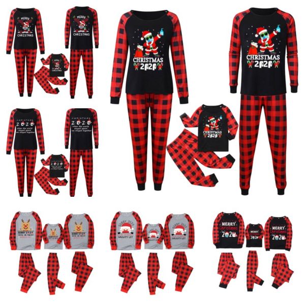 

christmas xmas плед пижама семья matching двухкусочный нижнее дети 2020 2021 маска олени санта-клаус pjm set night главная одежда e110301, Blue