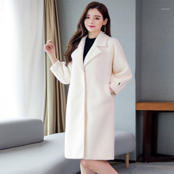 

new solid woolen jacket women mid-length covered button turn-down collar lantern sleeve korean style fashion autumn coat women1, Black