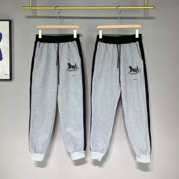 

2020 autumn winter europe france paris carriage side patchwork fleece trousers casual sweatpants men women jogger pants, Black
