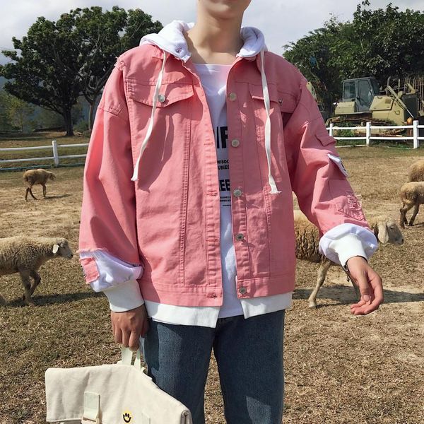 

2021bf autumn recommend new listing fashion tide loose male youth jacket student cotton hat coat split joint pure the size m-5xl, Black;brown