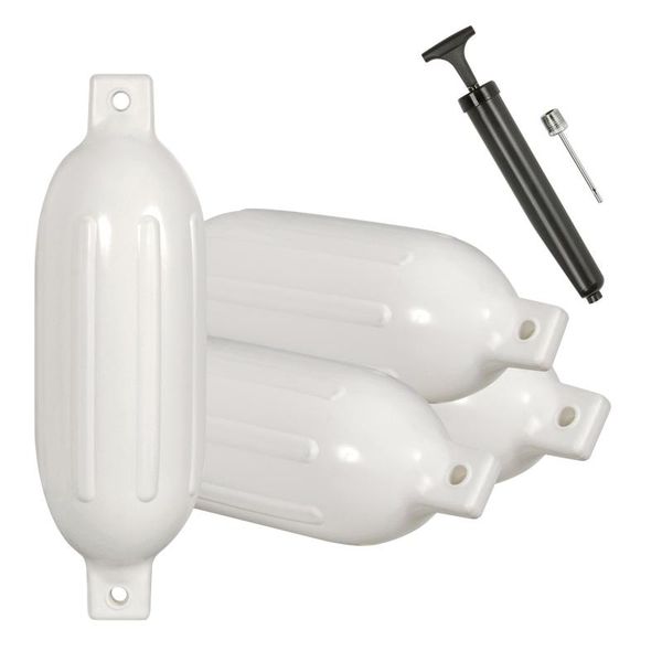 

motorcycle armor 4pcs dock edge + twin eye boat fender ribbed, 5.5"x20", white