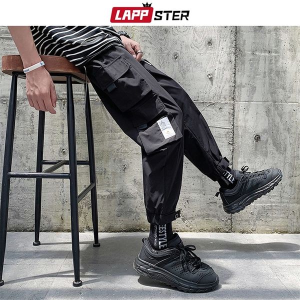 

lappster men pockets joggers pants overalls mens fashions korean sweatpants male black japanese streetwear cargo pants 3xl 201110