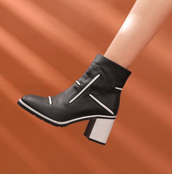 

2021 women's new fashion genuine hide woman high heels black boots green shoes hhw5