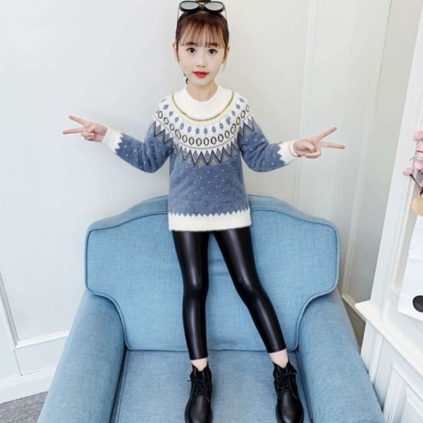 

cashmere sweater 2020 new thickened mink children's girls' autumn winter knitted pullover u0li, Blue