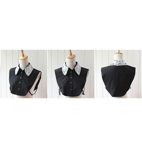 

women pure color lace detachable lapel choker necklace shirt fake false collar wo jllzih, Blue;red