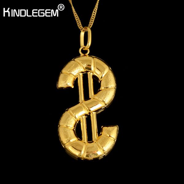 

kindlegem wholesale pure gold color dollar shape necklace pendant chain for women african dubai jewelry italy q1113, Silver