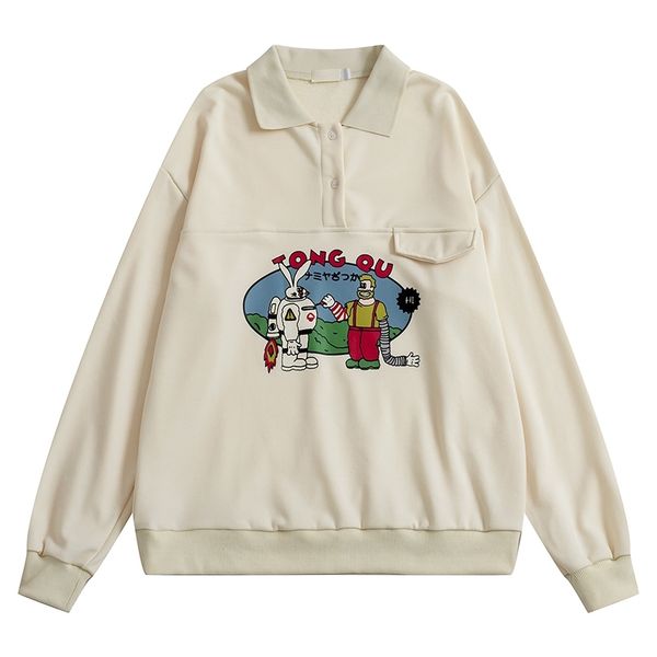 

spring new original women's pullover sweatshirt long-sleeved playful ladies loose vest hoodie down collar spring 201126, Black