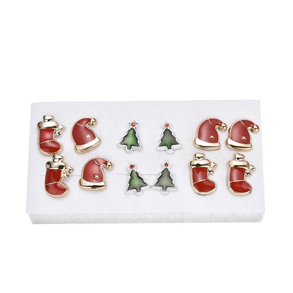 

fashion cute simple sweet christmas stocking,hat,tree ear plastic stud earrings jewelry gift for children bbyztn bdehome, Golden