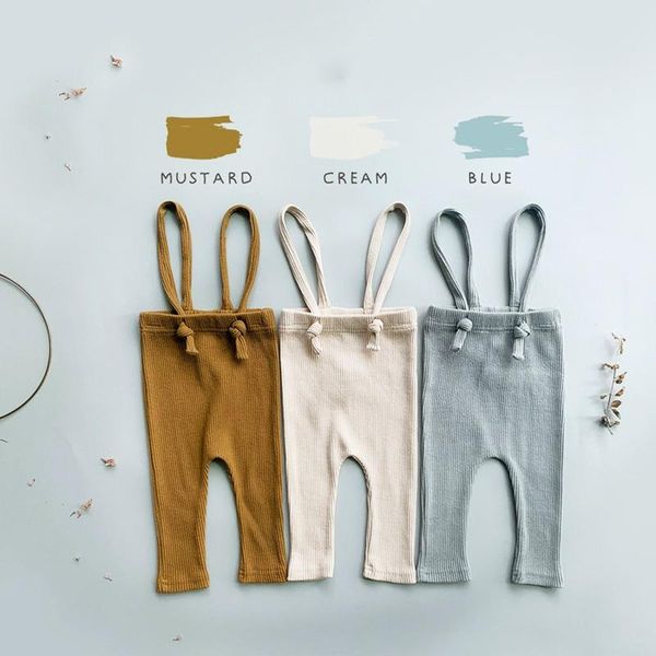 

new born trousers ribbed cotton leggings for baby girl knitted overalls infant boys strap pants 3 colors 2021 spring new arrivel, Blue