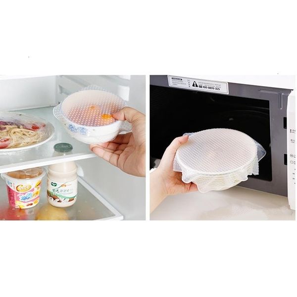 

cover stretch 4pcs/set magic silicone wrap seal keep food fresh cling film free