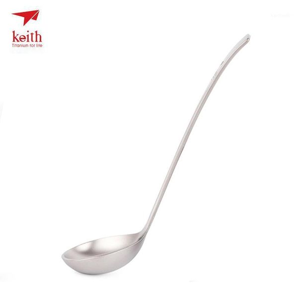 

camp kitchen keith titanium thicken soup spoon outdoor camping hiking travel dinner tablewares 203mm 63g ti87061