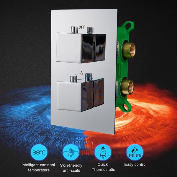 

poiqihy chrome термостатический смеситель для душа скрынный embedded box смеситель клапан двойной ручкой поворотный носик ванна душ набор bb