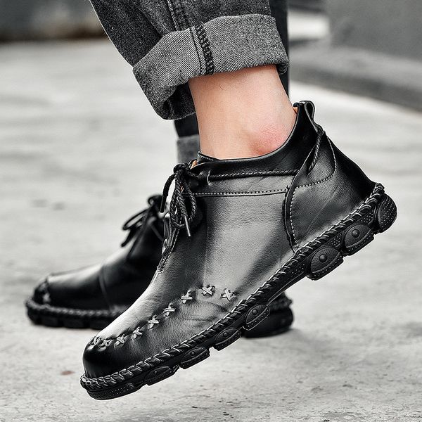 

2020 new martin boots mens new mens casual large size cross-border fashionable mens shoes leather shoes wholesale casual shoes, Black