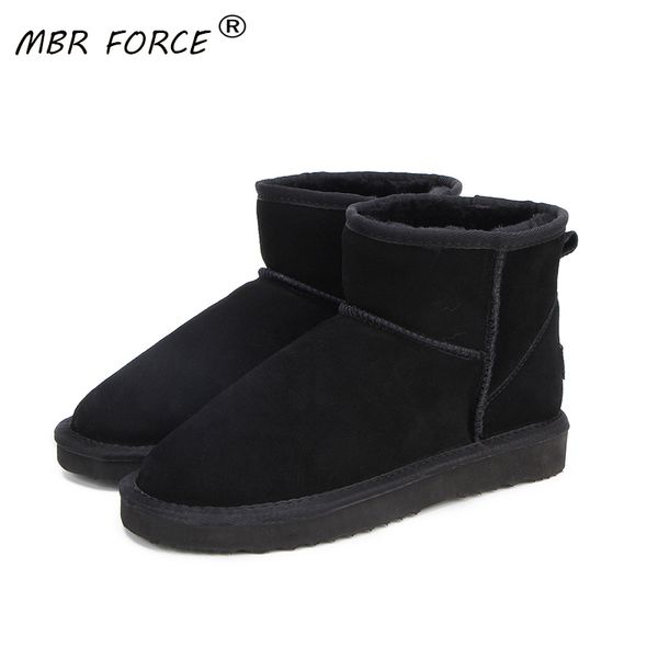 

mbr force australia brand winter women's snow boots cow split leather ankle shoes woman botas mujer big us 3-13 c1011, Black;white