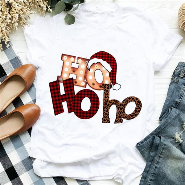 

women merry christmas plaid hat letter cartoon 90s cute holiday clothes ladies graphic print tee tshirt female t shirt, White