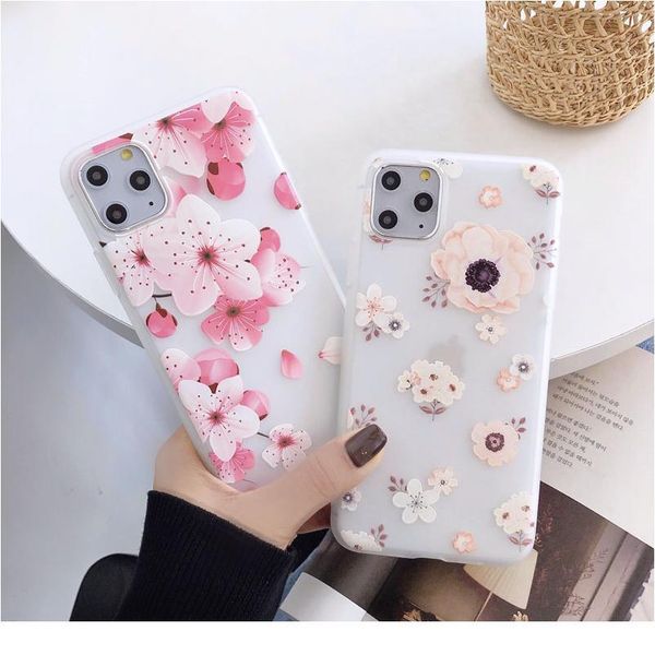 

phone case for iphone 11 11pro 6 6s 7 8 plus x xr xs max se2 beautiful flower matte soft jllzro