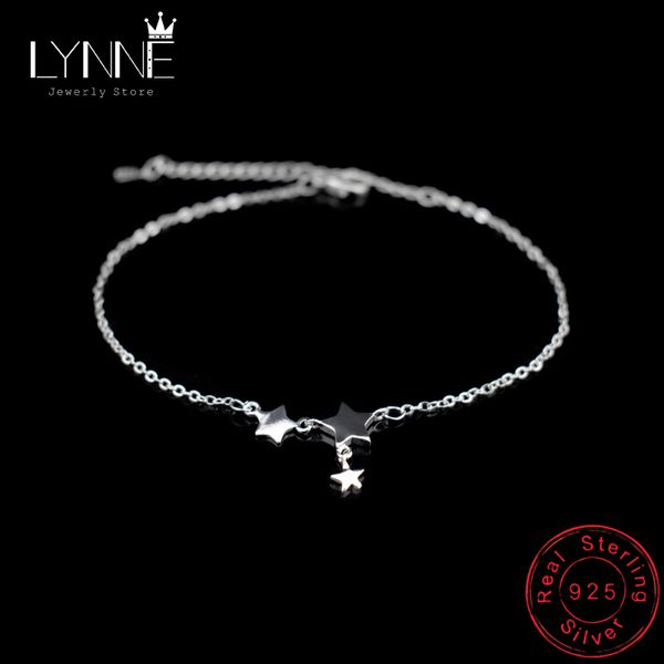 

new fashion three stars pendant anklets bracelet 925 sterling silver simple charm star ankle chain for women&girl jewelry gift t200901, Red;blue
