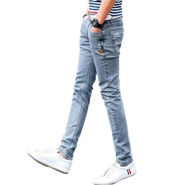 

new korean style men jeans grey slim skinny man biker jeans with zippers designer stretch fashion casual pants pencils trousers1, Blue