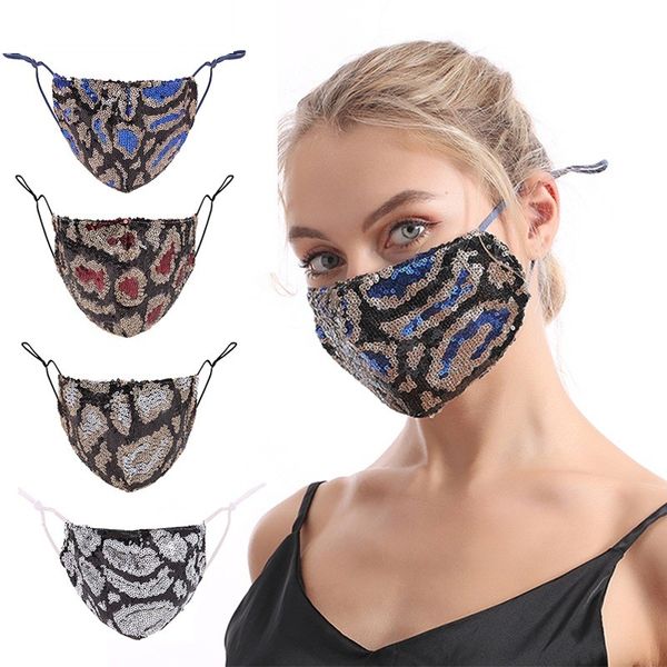 

регулируемая моющаяся взрослая марлевая маска мужчина женщина цвет леопард печатает пылезащитные блестки маски горячие продажи высокое качес
