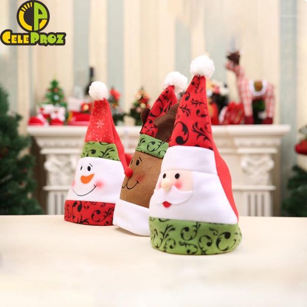 Decorações de Natal 1PC Santa Hat Decor Decoração Crianças Ano Cap Cosplay Ornamento de Xmas Clube de Aniversário Clube de Aniversário Presentes de Festas de Festa1