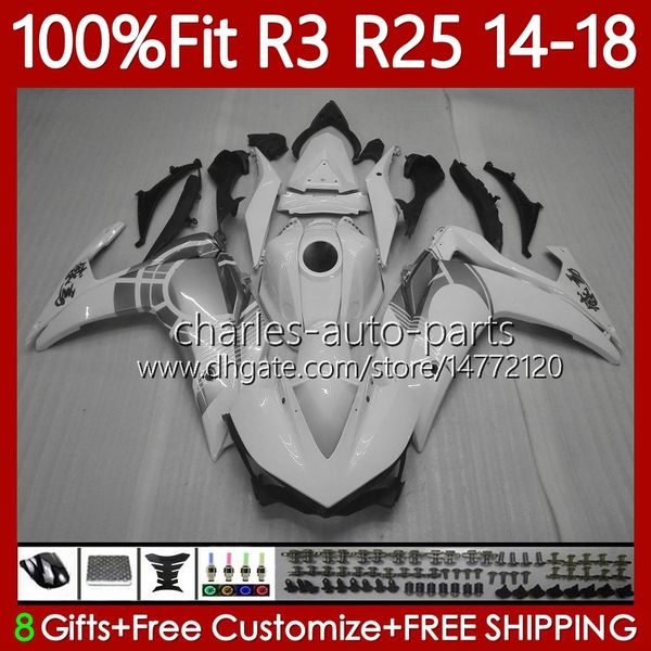 Fairings de OEM para Yamaha Yzfr3 Yzfr25 Gray Branco YZF R3 R25 YZF-R25 2014 2015 2016 2017 2018 Bodywork 102No.115 YZF R3 25 14 15 16 17 18 YZF-R3 14-18 MODOR DE INVEÇÃO Kit