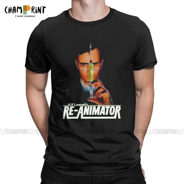 

men's re animator funny pure short sleeve fantasy horror 70s movie o neck clothes printed sport hooded sweatshirt hoodie men t shirt
