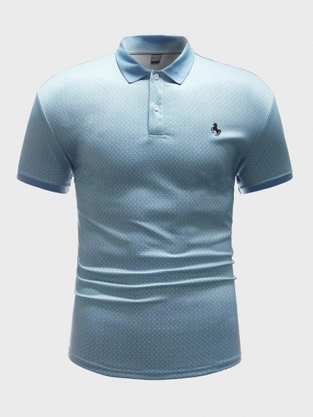 

men polka dot & unicorn print polo shirt c2ub#, White;black