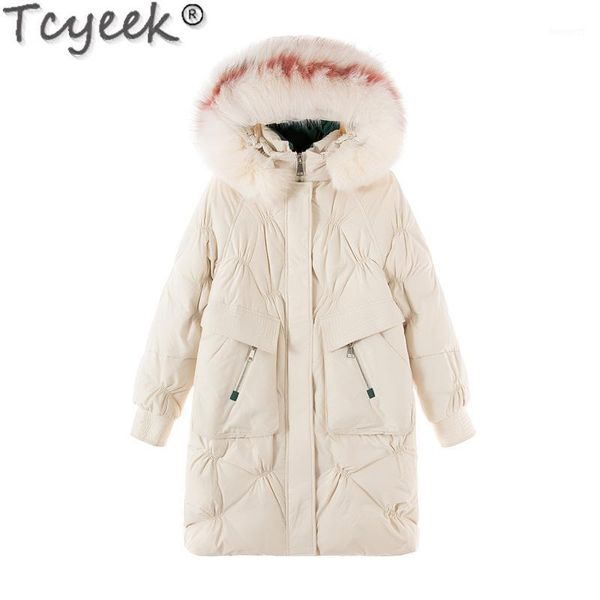 

women's down jacket warm winter woman coat female real fur collar hooded parka fashion clothes 2020 mujer chaqueta pph13251, Black