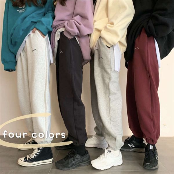 

autumn winter new korean plush and thickened high waist loose straight tube leggings casual women's pants, Black;white