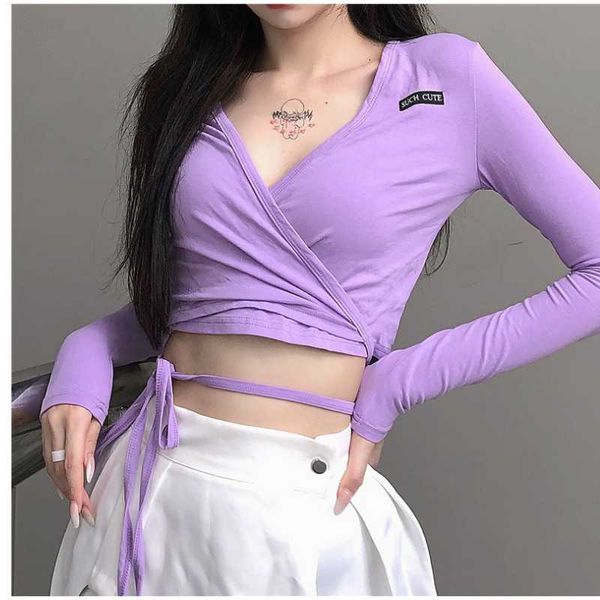 

women's cross v-neck yoga dance short t-shirt body fitted embroidery breathable fitness suit hem strap running sports top, White;red