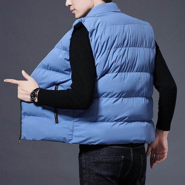 

jacket shoulder heavy sleeveless vest standing collar men's jacket warm cotton vest in autumn and winter, Black;white
