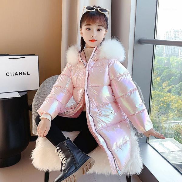 

down coat est sale solid color winter baby girls parkas coats windproof thicken warm outerwear fur collar hooded clothing1, Blue;gray