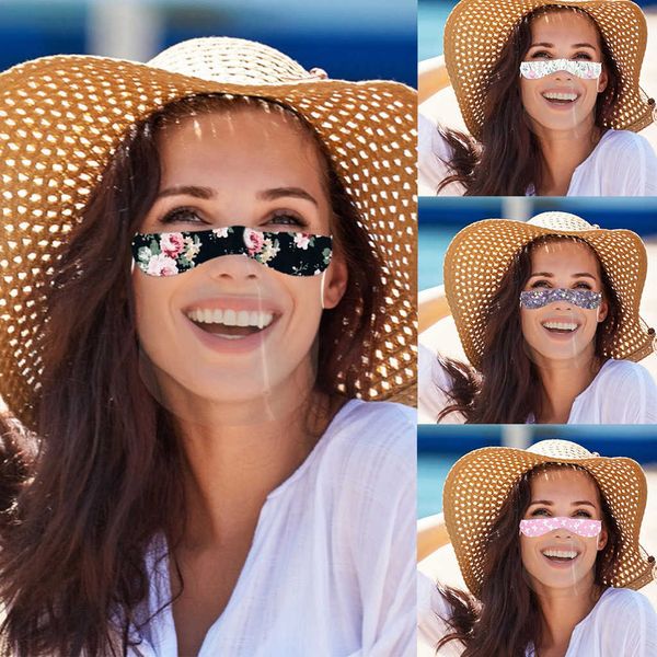 

dhl shipping protective half face shield washable tpu anti-fog clear lip mouth masks fashion printed transparent face mask dwf295