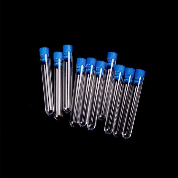 

10pcs 12*75mm plastic test tubes rimless caps lab clear supplies 10pcs bbytop