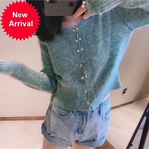 

2021 new runway autumn mohair das luxury in cardigan fashion coat for women o-neck long shirt breasted dresses s9zh, White;black