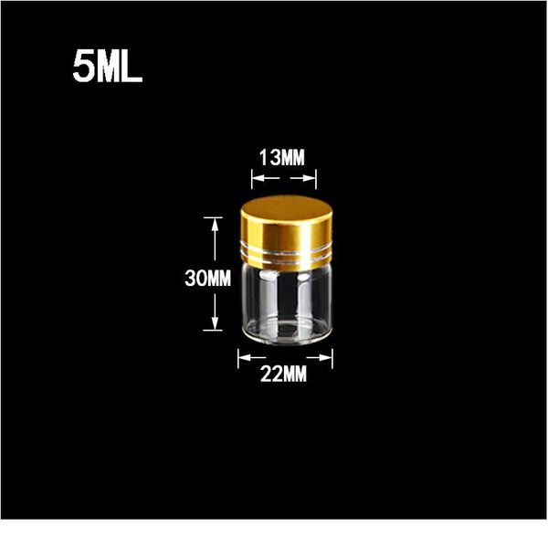 

5ml glass bottles aluminium cap golden lid empty transparent clear liquid gift container wishing bottles ja bbyqeo