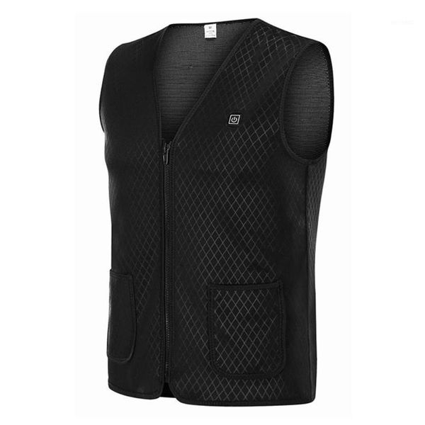 

outdoor t-shirts winter warm women men usb charging heated vest fishing hunting intelligent electric heating clothes sleeveless jacket1, Gray;blue