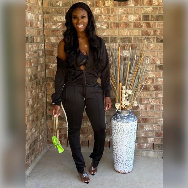 

casual high neck blouse and slit trousers two piece set, Gray