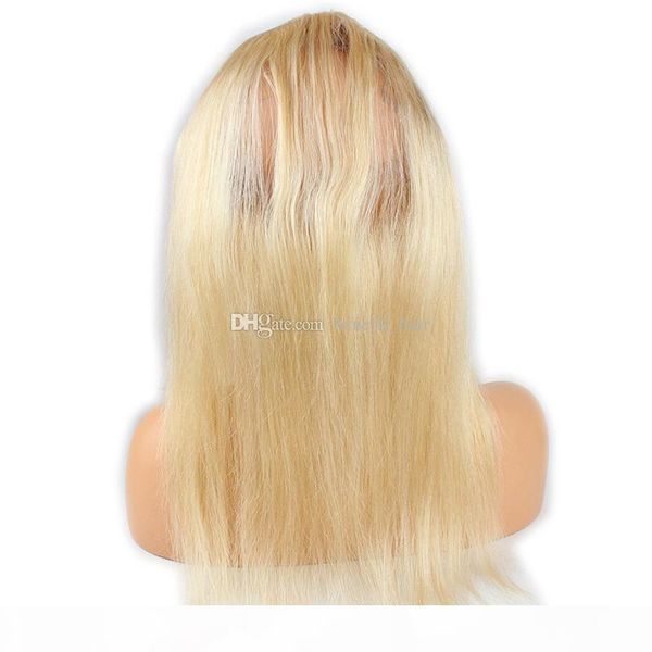 

pre plucked 360 full lace frontal with hair bundles bleached knots blonde 613 silky straight hair 3 bundles with 360 frontal closure, Black;brown