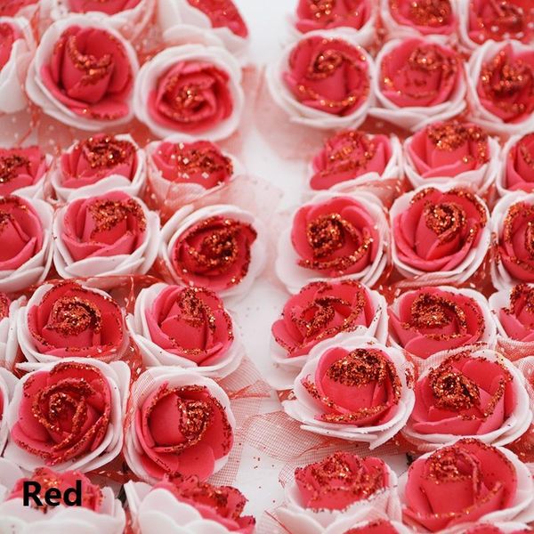 

36pcs lot double color mini pe foam rose artificial silk flowers head with glitter powder for wedding party home decor bbyihv lipper