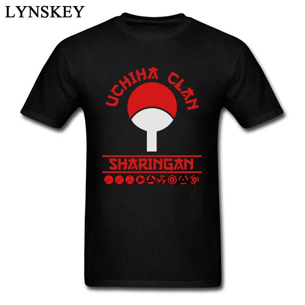 

sport fashion japan anime naruto uchiha clan logo print men's t-shirt healthy pure cotton breathable teeshirt