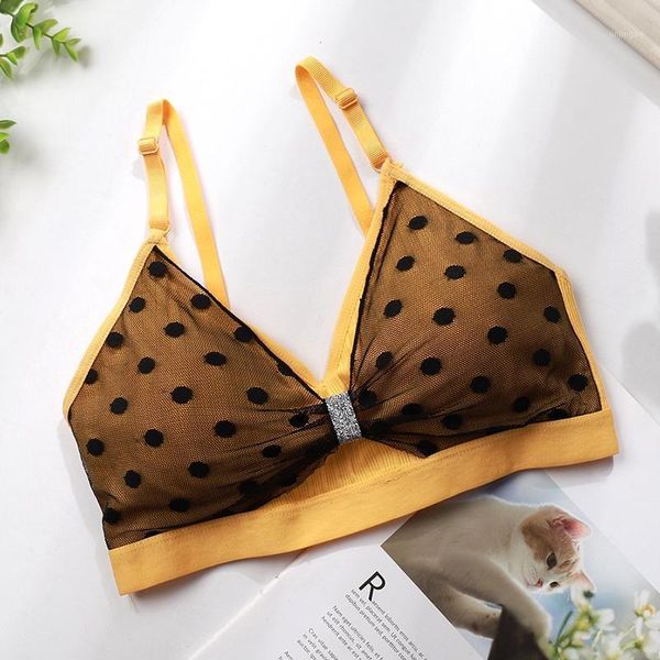 

lingeries seamless bras beauty back padded tube knitting bras summer dot printed tube 1, Black;white