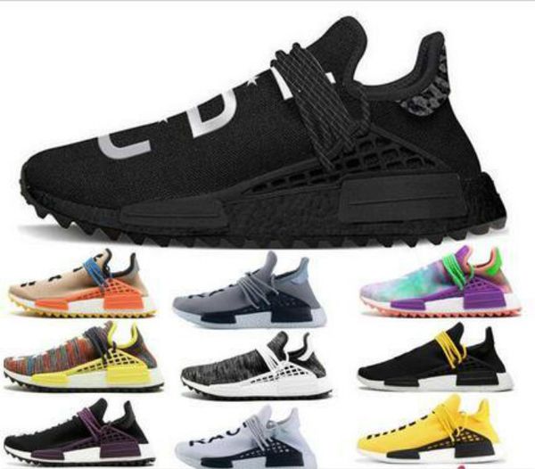 

популярные новые pharrell williams human race nmd мужчины женщины спорт кроссовки черный белый серый nmds primeknit pk runner xr1 r1 r2 тапк