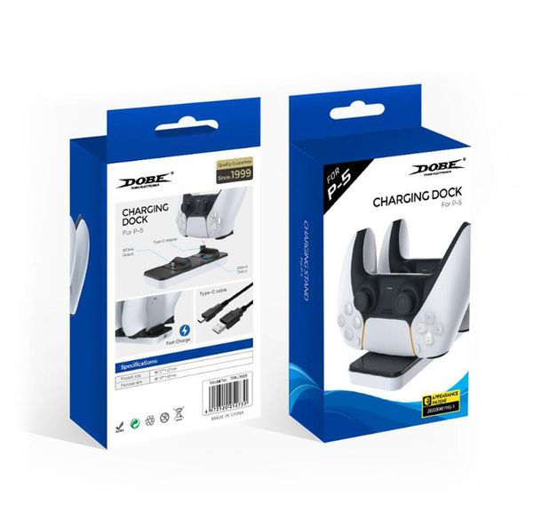 

dual charger dock mount charging stand for ps5 gamepad wireless controller with retail box new arrival