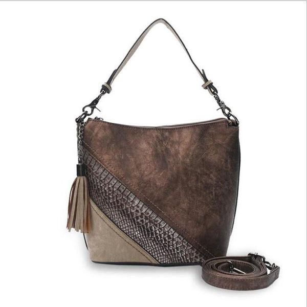 

brand fashion designer fringe shoulder bags for women winter leather ladies retro large casual totes tassel female handbags