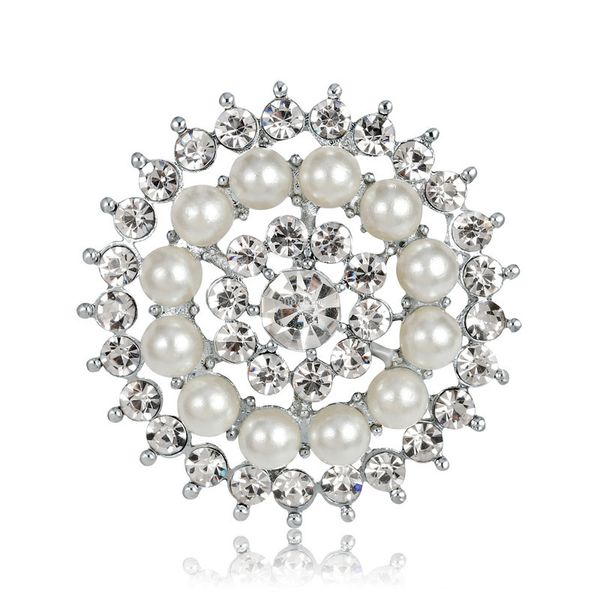 Crystal Diamond Brooch Pins Party Pearl Flower Bouquet Brooches Business Suit Dress Top Corsage per le donne Gioielli moda gioielli e regalo sabbioso