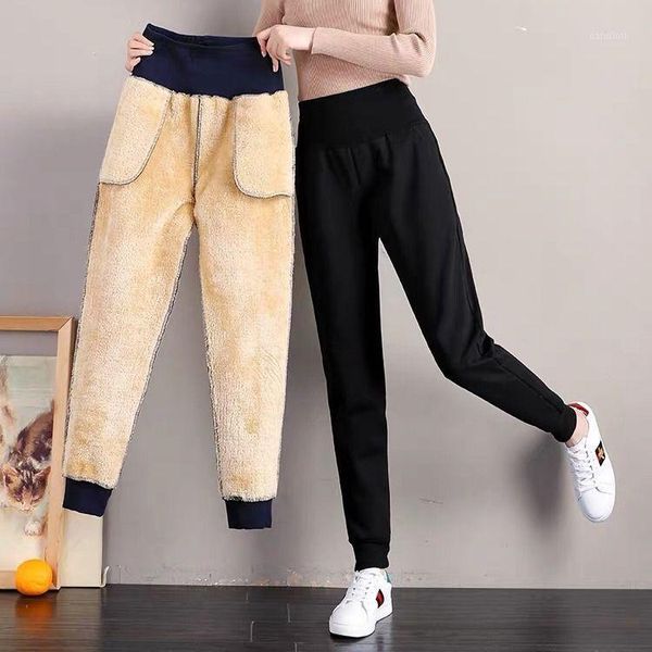

autumn winter corduroy harem pants women fashion thickening casual ladies' pants korean loose high waist fleece trousers1, Black;white
