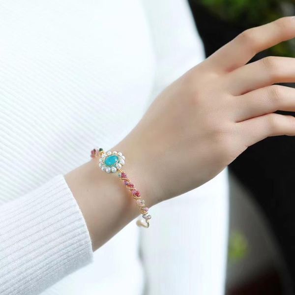 

bangle fashion jewelry design natural pearl rainbow 14 k yellow gold bracelet manually lesbian friendship ladies present, Black