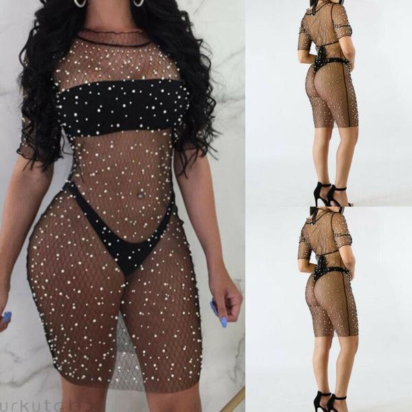 

women perspective summer swimsuit swimwear beach dress cover up evening bandage party cocktail dress drop shipping, Black;gray